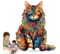 Puzzle de Chat, Puzzles de Chat pour Adultes - Puzzles en Bois de Forme Animale Uniques | Puzzles Animaux Puzzles de Chat Familial pour Adultes et, décoration intérieure