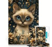 Puzzle de Chat Siamois fantaisiste de 1000 pièces Découpe Laser pour Un Assemblage Parfait Activité de Partage et de Concentration Amusante (38x26cm)