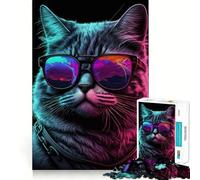 Puzzle de Chats Neon Nights pour Adultes, 1000 pièces, Jouet intellectuel Anti-Stress, découpe précise, (38x26cm)
