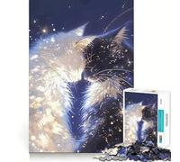 Puzzle de Chats Yin Yang avec étoiles,1000 pièces,Jeu de réflexion,pièces précises et sans Couture,activité Amusante en Famille Le Soir (50x75cm)