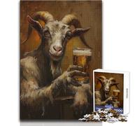 Puzzle de chèvre buveuse de bière pour Adolescents, 1000 pièces, Jeu éducatif et ludique de résolution de problèmes, Une Excellente idée Cadeau Dimensions:50x75cm