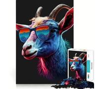 Puzzle de chèvre Neon Nights 1000 pièces pour Adultes, Stimulation de la mémoire, Divertissement d'intérieur, Motif à Assembler, Cadeau de Noël (38x52cm)