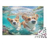 Puzzle de Chien de Compagnie Mignon 1000 pièces - Deux Corgis Devant Un arrière-Plan décoratif - Puzzle pour Adultes, Jeu Familial, Décoration Murale, Cadeau 52x38cm/1000 pièces