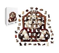Puzzle de chien en bois - Jeu de casse-tête en forme d'animal irrégulier, planche de puzzle amusante en relief, activité de soulagement du stress, alternative au tapis de bureau décoratif | Famille Ad