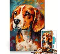 Puzzle de chiot beagle de 1000 pièces, découpe précise, amusant à penser, favorise la concentration et constitue un excellent élément de décoration de Noël pour la maison (38 x 26 cm)
