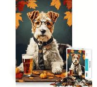 Puzzle de Chiots Fox Terrier à Poil Dur pour Adultes,1000 pièces,pour stimuler la Concentration et s'amuser Taille Uniforme,pièces précises,activité de Partage et de complicité avec Les Proches