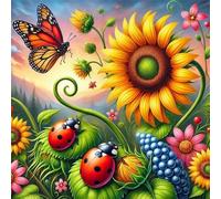 Puzzle de Coccinelle à Fleurs pour Adultes,120 pièces,20x20 cm Puzzle de Bricolage Artistique pour Décoration de la Maison, Jeu éducatif Challenge Toy Puzzles pour Adultes