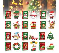 Puzzle de construction en briques micro Santa Claus et renne de Noël 3D - Modèle miniature pour enfants - Cadeau (F)