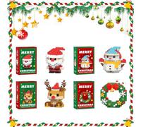 Puzzle de construction en briques micro Santa Claus et renne de Noël - Modèle 3D - Figurines en mini briques pour enfants - Cadeau (C)