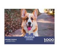 Puzzle de Corgi Gallois de Pembroke pour Adultes, 1000 pièces - Jeu de Puzzle Classique, Un Corgi sourit à l’Appareil Photo sur Un Chemin. pour Adultes et Enfants, 38x26 cm/1000 pièces