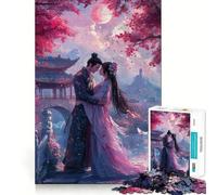 Puzzle de Couple Anime au Clair de Lune,1000 pièces,découpe Laser pour Un Assemblage Parfait,activité de Partage et de Concentration idéale pour Les Proches (38x26cm)