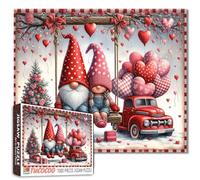 Puzzle de couple de nains de 1 000 pièces pour adultes - Pour la Saint-Valentin - Art - 68,6 x 50,8 cm - Arbre d'amour - Camion - Ballons en forme de cœur - Pour décoration de la maison - Puzzle