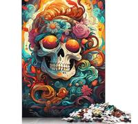 Puzzle de crânes colorés, Puzzle rectangulaire en Papier pour garçon ou Fille, Cadeau de Noël, 1 000 pièces (75 x 50 cm)