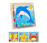 Puzzle de Cube en Bois - Puzzle en Bois | Puzzle d'animaux 6in1 | Jouets de Blocs de Cube en Bois pour | montessorii éducatif Wooden Puzzles Games for Learning | Jeux