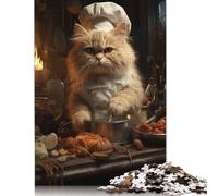 Puzzle de Cuisine en Bois pour Adultes, 1 000 pièces, Motif Chat Cuisinier, idéal pour Les Exercices cérébraux, Les défis, Les Cadeaux, Les activités familiales, 1 000 pièces (75 x 50 cm)