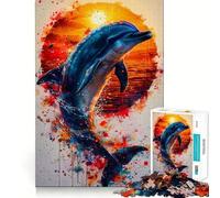 Puzzle de Dauphins Aquarelle pour Adultes 1000 pièces Jeu de mémoire et de réflexion Découpe Fine Finition Premium Un Moyen captivant de Passer Le Temps (50x75cm)