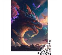 Puzzle de dragon courageux pour adultes et adolescents, 1000 pièces, puzzle en bois pour adultes, puzzle pour adolescents à partir de 12 ans, cadeaux de Noël, 1000 pièces (38 x 26 cm)