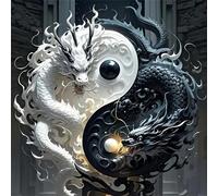 Puzzle de Dragon Noir et Blanc pour Adultes,300 pièces,35x35 cm Puzzle de Bricolage Artistique pour Décoration de la Maison, Jeu éducatif Challenge Toy Puzzles pour Adultes