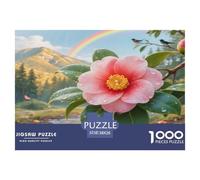 Puzzle de Fleur d’Abricotier pour Adultes 1000 Pièces Champ de Fleurs au Coucher du Soleil avec des Arbres en Fleurs et Un Chemin, Défi, Décoration Murale et Cadeaux, 70x50cm/1000pcs