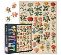 Puzzle de fleurs de 1000 pièces pour adultes soigneusement disposé - Collection de spécimens botaniques - Plantes vives - Puzzle en papier de qualité supérieure - Art mural - Édition d'archive florale