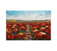 Puzzle de fleurs de coquelicot printanier pour adultes de 1 000 pièces, puzzle en bois paysage floral, motif paysage naturel, décoration pour la maison