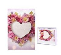 Puzzle de fleurs en forme de cœur pour adultes de 1000 pièces, puzzle en bois à partir de photos, casse-tête stimulant parfait pour les soirées de jeu, décoration de la maison, cadeau pour les
