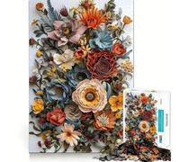 Puzzle de Fleurs en Papier Vintage pour Adultes,1000 pièces,Jeu de réflexion,Cadeau,découpe de Haute précision,activité relaxante à Faire en Groupe à l'intérieur (38x26cm)