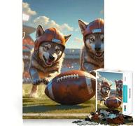 Puzzle de Football américain Wolf Cubs Old School 1000 pièces Jeu de mémoire Découpe Laser de qualité supérieure Activité captivante pour des soirées tranquilles (38x52cm)