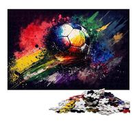 Puzzle de Football coloré 1000 pièces en Bois, décoration à Faire soi-même, défi cérébral, pour Adultes, Famille, Cadeau de Vacances 50x75cm / 19,68x29,52 Pouces