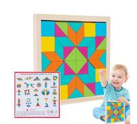 Puzzle de forme géométrique en bois - Puzzle Tangram en bois drôle | Activités de voiture de jeu de voyage amusant pour les de plus de 3 ans, adolescents, garçons et filles, tout-petits avec leurs par