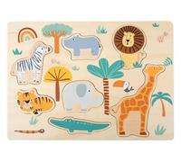 Small Foot Design – Puzzle à poser 11701 Safari – Bois – à partir de 2 ans – Couleurs tendance