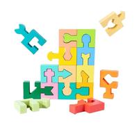 Puzzle De Formes - Blocs Logiques | Puzzle Assorti De Forme Géométrique En Bois Pour Les Tout-petits, Ensemble De Blocs De Puzle Extraterrestres Créatifs De 16 Pièces, Formation À L'observation Pour L