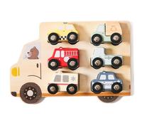 Puzzle de Formes en Bois, trieur de Voitures, Jouets éducatifs précoces pour Tout-Petits, garçons et Filles