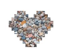 Puzzle de galets colorés de plage en forme de cœur, puzzle photo personnalisé pour adultes, micro blocs de construction 3D pour décoration d'intérieur