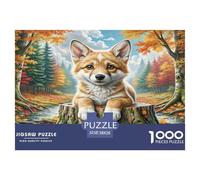 Puzzle de German Spitz 1000 pièces - Chiot sur Un Tronc d'arbre dans Une forêt d'automne pour Adultes et Enfants - Activité à la Maison, Décoration Murale et Cadeaux 38x26cm/1000 pièces