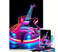 Puzzle de Guitare néon Radiant Riffs 1000 pièces pour Adolescents, Jeu de logique Fine, Loisirs faciles, pour Les Festivals (38x52cm)