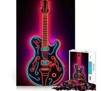 Puzzle de Guitare Rock Neon Licks pour Adultes, 1000 pièces, Jeu de logique et de résolution d'énigmes, Anti-Stress, découpe précise, Cadeau précieux (38x52cm)