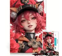 Puzzle de Jeu Anime Girl with Fox Ears,1000 pièces à reconstituer,sans bavures,pièces nettes et découpées,Jeu Portable et Amusant pour Les Voyages (50x75cm)