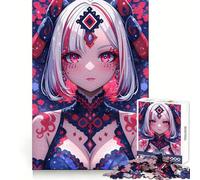 Puzzle de Jeu pour Adultes Fille d'anime aux Yeux Rouges 1000 pièces Idéal pour Un Esprit Vif et des Loisirs relaxants Bonne Tenue Joyeux Noël (38x26cm)