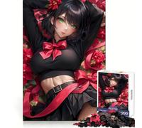 Puzzle de Jeu pour Adultes Fille d'anime avec des Fleurs Rouges 1000 pièces Idéal pour Un Esprit Vif et des Loisirs relaxants Bonne Tenue Joyeux Noël (38x26cm)