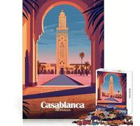 Puzzle de la mosquée de Casablanca pour Adultes 1000 pièces Développe la Concentration et la capacité de Concentration, se détend et s'amuse sans Stress Idéal pour Noël (38x26cm)