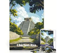 Puzzle de la Pyramide de Chichen Itza 1000 pièces pour Adultes Stimule la mémoire,Divertissement paisible,découpe de qualité,Joli Cadeau (38x26cm)