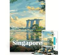 Puzzle de la Skyline de Singapour pour Adultes, 1000 pièces, Jeu de logique Pure, Anti-Stress, découpe Nette, Cadeau de Noël 38x26cm