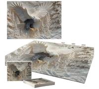 Puzzle de l'aigle sculpté de 1000 pièces, puzzle en bois pour adultes, aigle majestueux sculpté avec effet visuel 3D, puzzle de conception artistique de la faune, casse-tête stimulant, cadeau de Noël