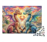 Puzzle de l'amour des Dragons 1000 pièces Puzzles de Ville de Conte de Fées Jeu de Puzzle en Famille Idéal pour se Détendre Carton Recyclé 100% Décoration Intérieure 52x38cm/1000 pièces