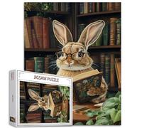 Puzzle de lecture de lapin de 1000 pièces Puzzle dur et difficile Activité familiale Nuits de jeu Bricolage Décoration d'intérieur