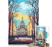Puzzle de l'église de Saint-Pétersbourg 1000 pièces pour Adolescents, développement de la mémoire, Jeu d'intérieur, découpe Fine, Cadeau du Père Noël 50x75cm