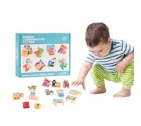 Puzzle de lettres en bois - Montessori - Apprentissage des lettres pour enfants - Puzzle ABC avec lettres en bois - Favorise le développement de la parole et la reconnaissance des animaux, des