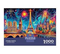 Puzzle De Logique 1000 Pièces Iconique Ciel Éclatant - Carton Premium Tour Eiffel pour Amateurs De Puzzles Familiaux & Jeu Familial Amusant Et Stimulant 70x50cm/1000pcs