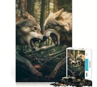 Puzzle de Loups Combattants 1000 pièces Jeu Amusant et Facile à Transporter Pièces nettes et sans bavures Format Voyage (38x52cm)